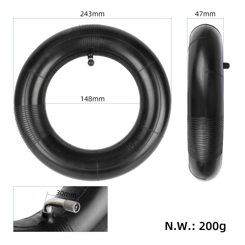 MIMIRACLE 10x3 Replacement Inner Tubes with 90-Degree Valve Stem for Scooters - Compatible with 255x80, 90/65-6.5, 80/65-6.5 Tires - 2 Pack - Image 5